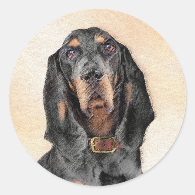 Pegatina Redonda Pintura de hongos negros y morenos - Arte de perro (Anverso)