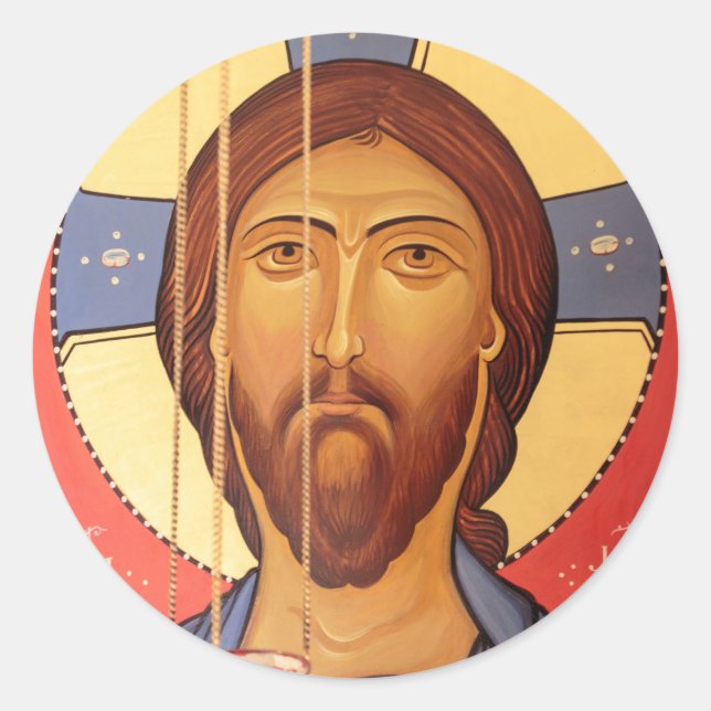 Pegatina Redonda Pintura De Jesús (Anverso)