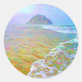 Pegatina Redonda Pintura de Morro Bay
