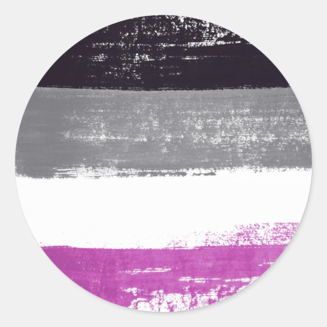 Pegatina Redonda Pintura de Orgullo Asexual (Anverso)