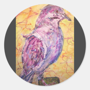 Pegatina Redonda Pintura de paloma blanca