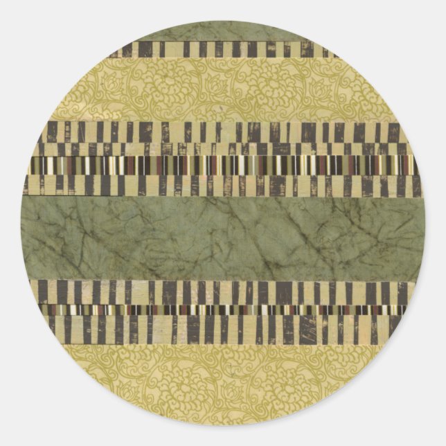 Pegatina Redonda Pintura de panel con múltiples patrones (Anverso)