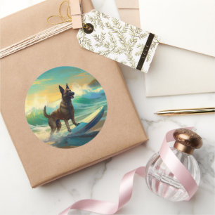 Pegatina Redonda Pintura de surf de Malinoi en Bélgica