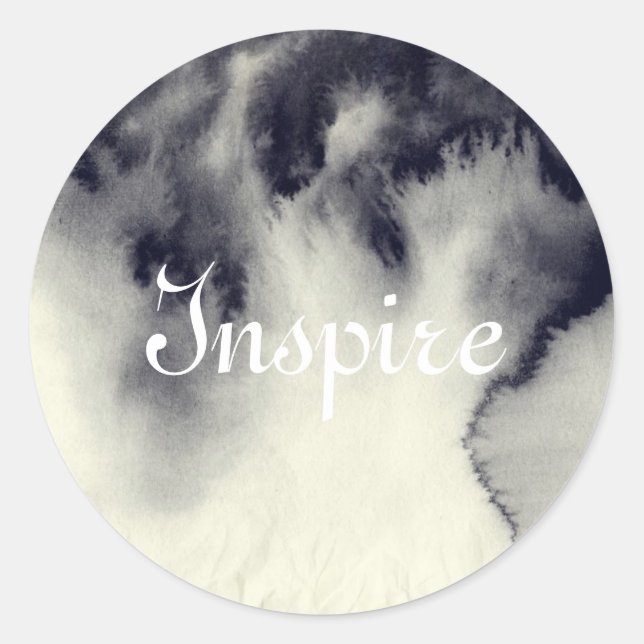 Pegatina Redonda Pintura de tinta abstracta sobre textura de papel  (Anverso)