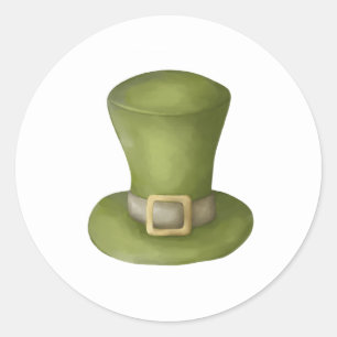 Pegatina Redonda Pintura de vídeo de Saint Patrick elf gorra