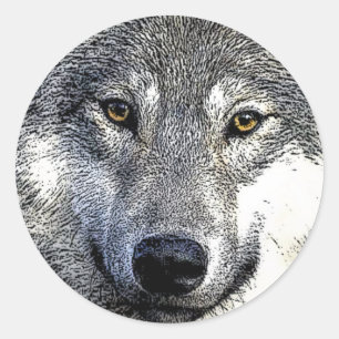 Pegatina Redonda Pintura de Wolf Eyes