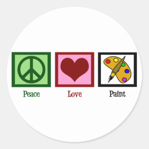 Pegatina Redonda Pintura del amor de la paz