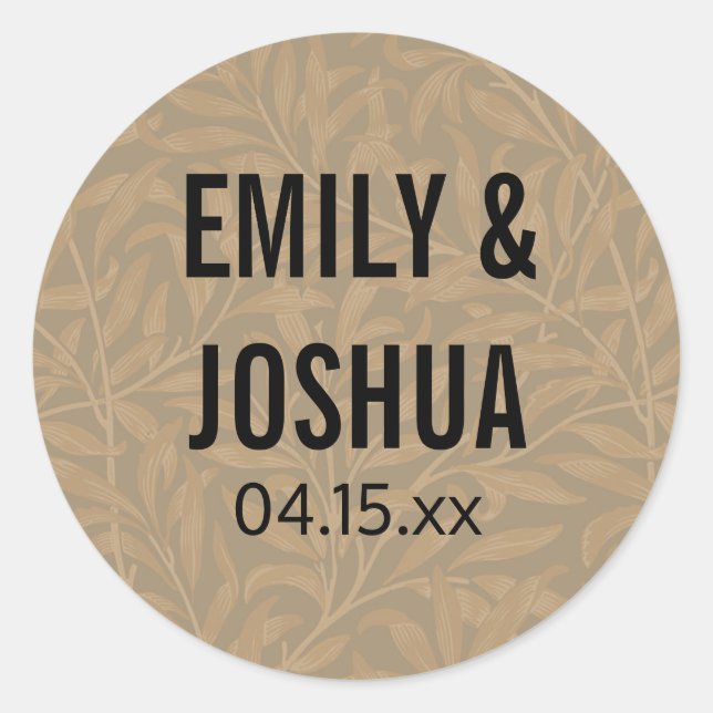 Pegatina Redonda Pintura del matrimonio Boda victoriano de 1844 (Anverso)