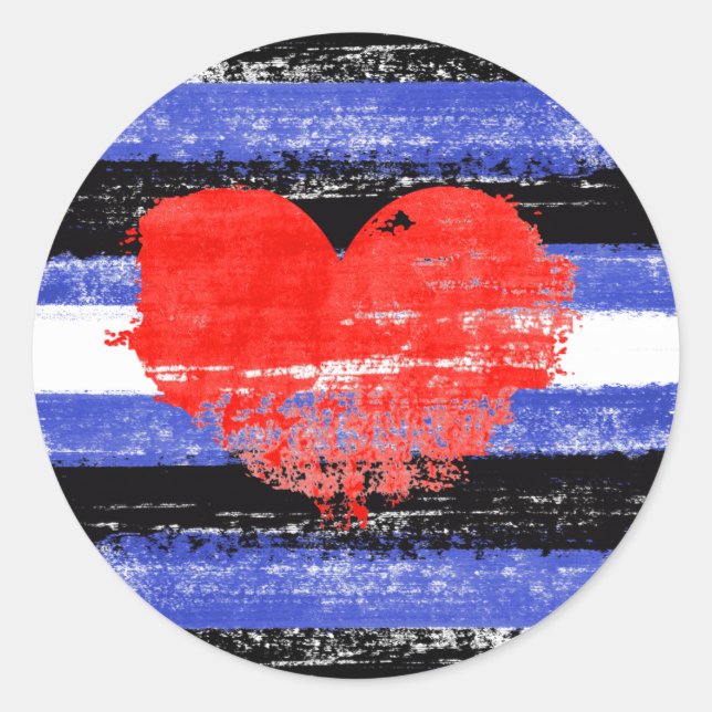 Pegatina Redonda Pintura del Orgullo de Cuero (Anverso)