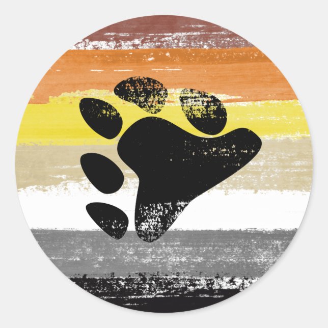 Pegatina Redonda Pintura del Orgullo del Oso (Anverso)