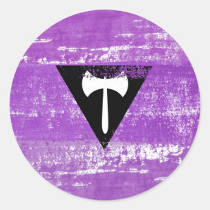 Pegatina Redonda Pintura del Orgullo Lésbico (Labrys)