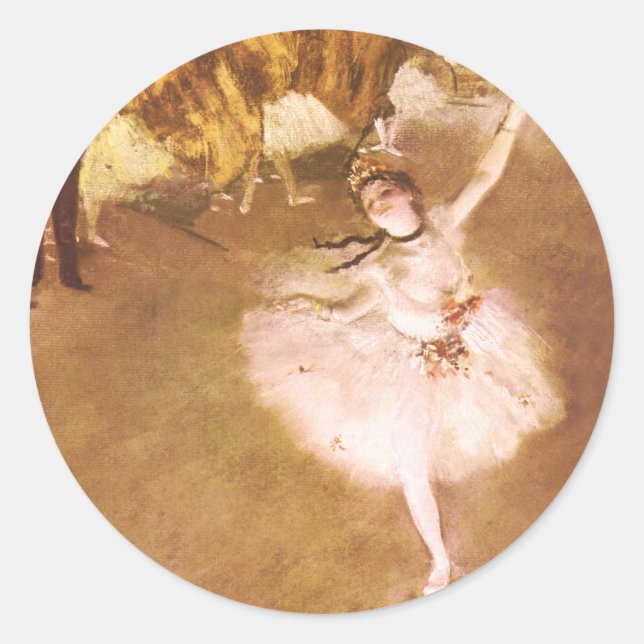 Pegatina Redonda Pintura estelar de bailarina de ballet Degas (Anverso)