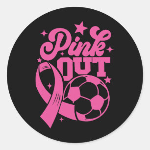 Pegatina Redonda Pintura Exterior Kick For A Cure Fútbol Cáncer De