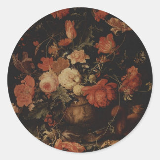 Pegatina Redonda Pintura floral de Abraham Mignon
