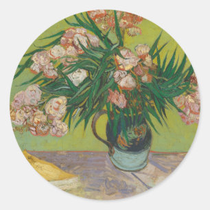 Pegatina Redonda Pintura floral de Vincent Van Gogh Oleander
