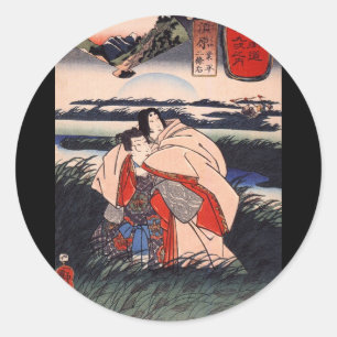 Pegatina Redonda Pintura japonesa c. Años 1800