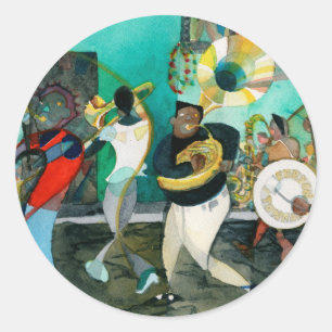 Pegatina Redonda Pintura musical "New Orleans Jazz"