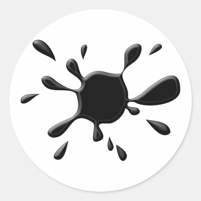 Pegatina Redonda Pintura negra Splodge (Anverso)