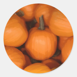 Pegatina Redonda Pintura otoñal de las calabazas de otoño del Naran