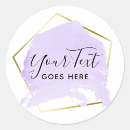 Pegatina Redonda Pintura Pastel de Lavanda Púrpura y Minimalista de