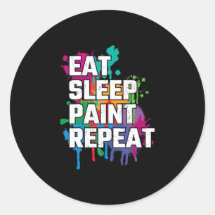 Pegatina Redonda Pintura Pintar el sueño repetir pintura divertid