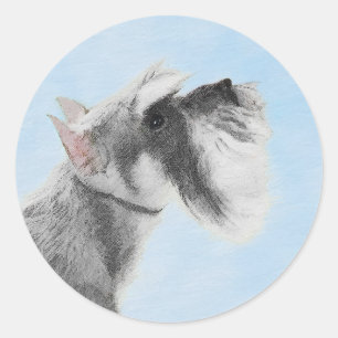 Pegatina Redonda Pintura Schnauzer (gigante, estándar) - Arte de pe