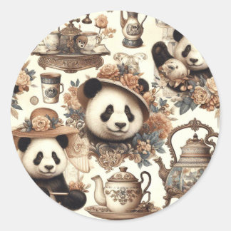 Pegatina Redonda Pintura sin foco de la vieja cúpula Panda