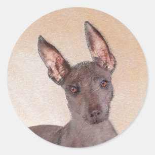 Pegatina Redonda Pintura Xoloitzcuintli - Arte Perro Original Cuto