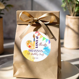 Pegatina Redonda Pintura y fiesta de arte fiesta monogramado favor