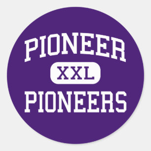 Pegatina Redonda Pioneer - Pioneros - High - Ann Arbor Michigan