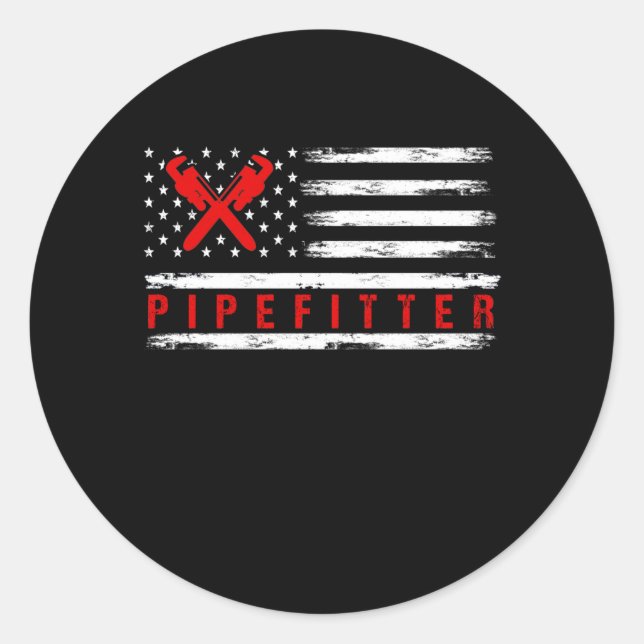Pegatina Redonda Pipefitter Gifts Funny Plumber (Anverso)