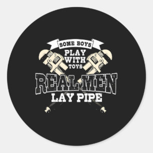 Pegatina Redonda Pipefitter Plumber Plumbing Pipe real