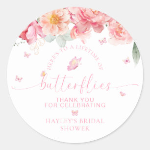 Pegatina Redonda Piper Peony Butterfly Bridal Shower Favor