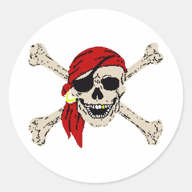 Pegatina Redonda Pirata (Anverso)