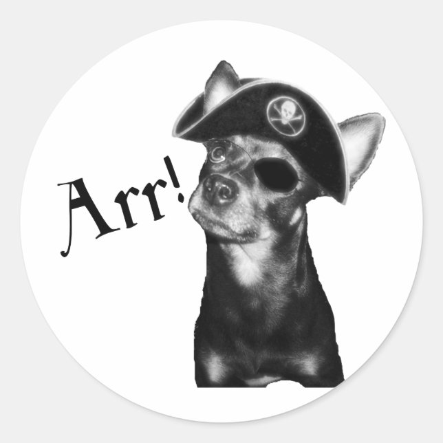 Pegatina Redonda Pirata ARR Pooch (Anverso)