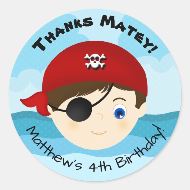 Pegatina Redonda Pirata Boy (Anverso)