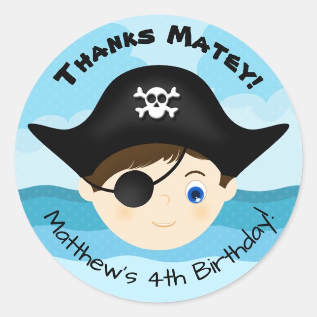 Pegatina Redonda Pirata Boy (Anverso)