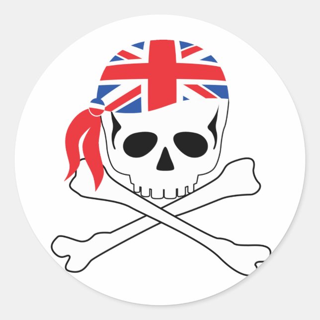 Pegatina Redonda Pirata británico (Anverso)