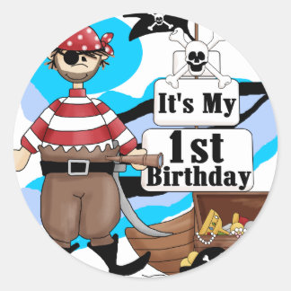 Pegatina Redonda Pirata Camisetas y Regalos de Cumpleaños