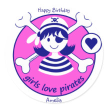 Pirata Chica rosa brillante y moderno