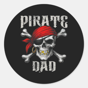 Pegatina Redonda Pirata Dad Jolly Roger Flag Y Skull Crossbone H