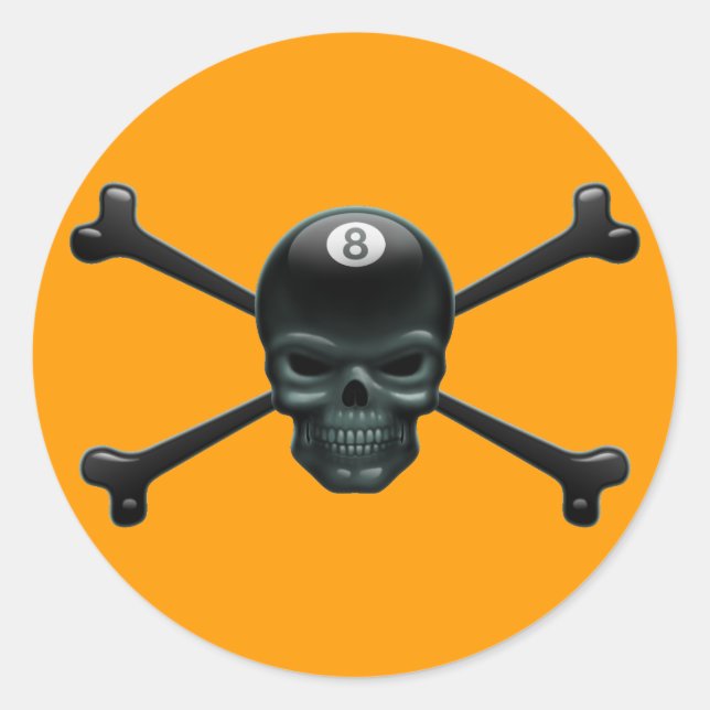 Pegatina Redonda Pirata de 8 pelotas (Anverso)