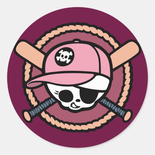 Pegatina Redonda Pirata de Béisbol - Chicas (Anverso)