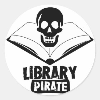 Pegatina Redonda Pirata de biblioteca