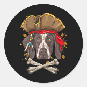 Pegatina Redonda Pirata de Perro de Corto Corto Alemán Jolly Roger