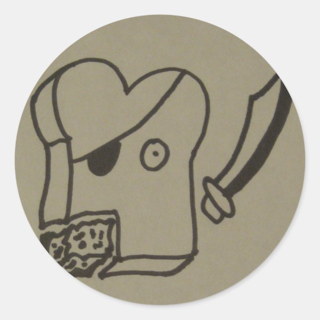 Pegatina Redonda pirata de tostadas (Anverso)