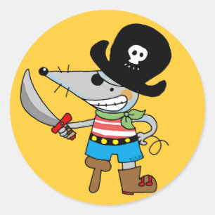 Pegatina Redonda pirata del dibujo animado
