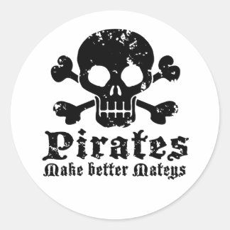 Pegatina Redonda Pirata gracioso