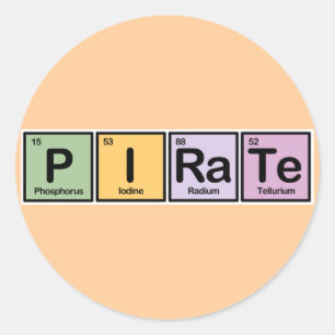Pegatina Redonda Pirata hecho de elementos