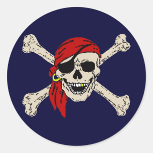 Pegatina Redonda Pirata, Jolly Roger, Skull